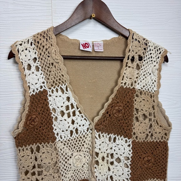 Vintage No Boundaries Crochet Knit Top in Tan White Brown - Picture 4 of 8